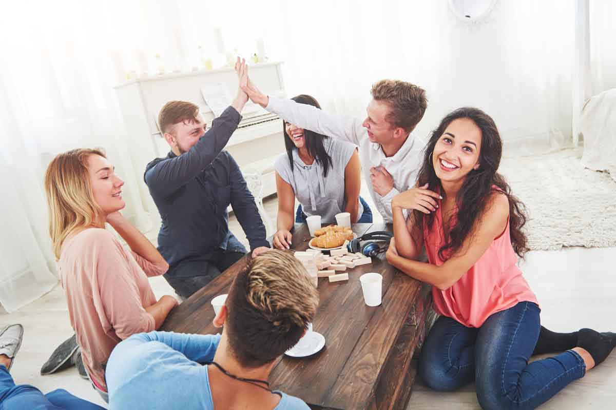 group of people living in a sober living home