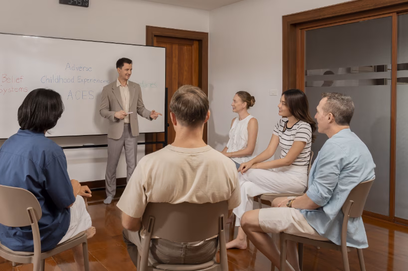 group therapy male standing
